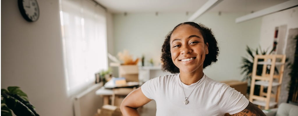 Smiling girl in home